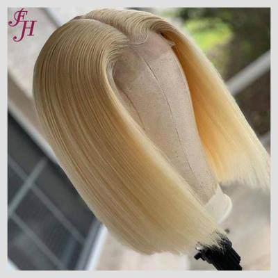 China Silky Straight Wave Bob Wigs FH Pre Plucked Short Hair Frontal Wigs 613 Lace Front Wig 613 Color Lead Blonde Wig for sale