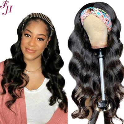 China Fast Shipping Silky Straight 22 Inch Wave FH Hair Band Wig With Headband Attached Bodywaves Hair Band Wig for sale