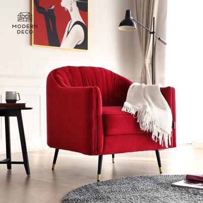 China Leisure Modular Comfortable Armchair Living Room Modern Gold Fabric Velvet Chairs for sale