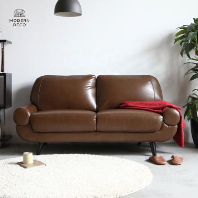 China Faux leather sofa loveseat camel 2 seat slim leather black brown armless two seater modern living rooms upholstery for sale