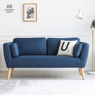 China Durable Blue Fabric 2 Seater Modern Nordic Scandinavian Style Sofa Couch For Studio Living Room Furniture for sale