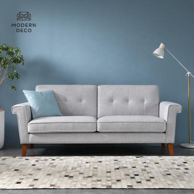 China Hotel Residence Cafe Fabric Sofa Tufted Gray 2 3 Seats Modern Upholstery Factory Direct Custom Logo High Quality for sale