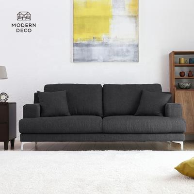 China Customized fabric sofa couch soffa sofa 3 seater dark gray black charcoal scandinavian nordic zitbank for sale