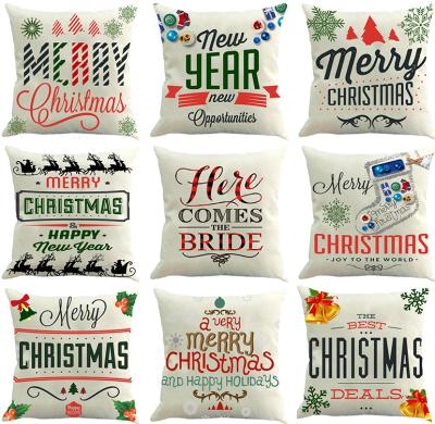 China New Christmas Decorations Pillow Case Digitally Printed Christmas Letters Holiday Pillowcase Viable Canvas Pillowcase for sale