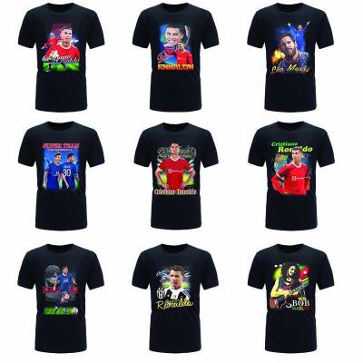 China Wholesale Cheap High Quality Breathable Cotton Men's Custom T-shirt Printed Men's Football Star T-shirt Black Cultural Collar Shirt for sale