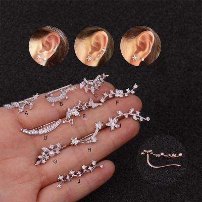 China 50pcs/Lot Brass Misfitted Plant Ear Crawlers Flowers Leaf Gecko Ear Climbers Crawler Earring Fashion Jewelry Girl Lady Women Gift for sale