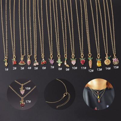 China TRENDY Fashion Fruits Small Gold Pendant Necklaces For Women Girls Chain Necklace Daily Jewelry for sale