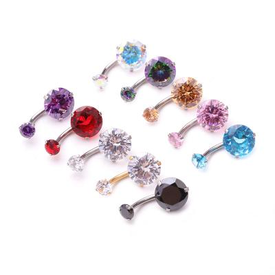 China Piercing Jewelry Stainless Steel 14g 5/10mm CZ Crystal Belly Button Ring Navel Internally Threaded Stainless Steel Body Jewelry for sale