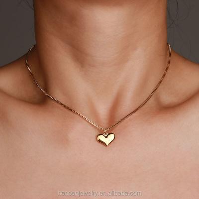 China Casual/Sporty Exclusive Gold Puffy Heart Pendant and Gold Filled Stainless Steel Simple Shiny Gold Simple Pendant Necklace Jewelry for sale