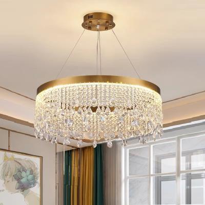 China Gold LED 26W K9 Crystal Pendant Lights For Kitchen Modern Luxury Island Chandelier Hotel Pendant Light Decor for sale