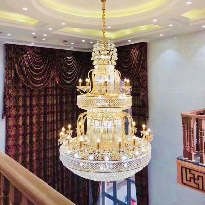 China Traditional Luxury Royal Egyptian Hotel Style Gold Wedding Decoration Ceiling Hanging Crystal Chandelier Pendant Light For for sale