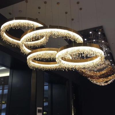 China Modern Contemporary LED Round Hotel Design Crystal Chandelier Pendant Lights For Hotel Lobby Ceiling Decor for sale