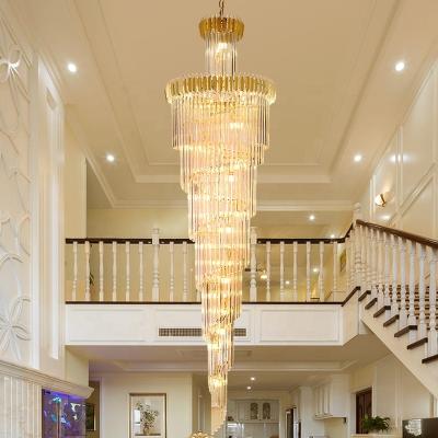 China Contemporary Modern Large Luxury Crystal Chandelier Drop Mounted Pendant Light Fixtures For Hotel Lobby Entrance Decor for sale