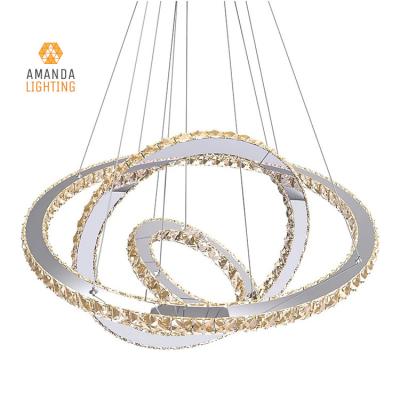 China Modern Circular Hotel LED Crystal Chandelier For Restaurant Pendant Hanging Light for sale