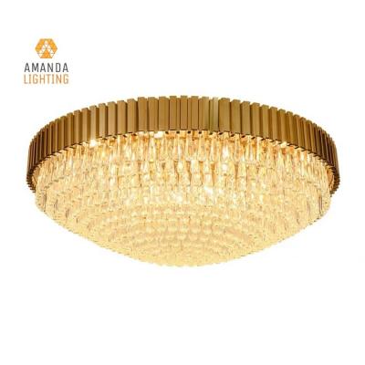 China Luxury Indoor E14 Bulb And Color Crystal Ceiling Lightings For Home Modern Brass Living Room Ceiling Lamp for sale