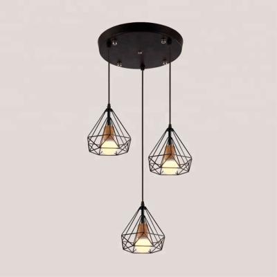 China Industrial/Retro/Modern Nordic Black Cage Wooden Pendant Light for Cafe Hotel Bar Lighting for sale