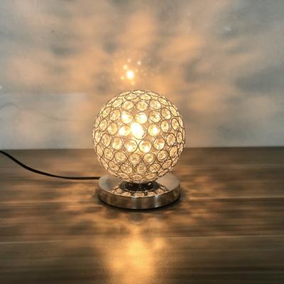 China Contemporary Modern Small Silver Globe Crystal Ball Table Lamp For Near Lamp Living Room Table Light Hotel Bar Desk Light for sale