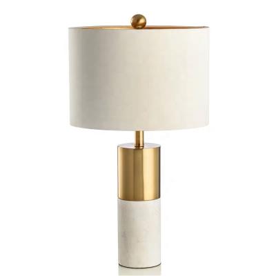 China New contemporary luxury white marble base desk gold light for hotel table lamp decorative for sale