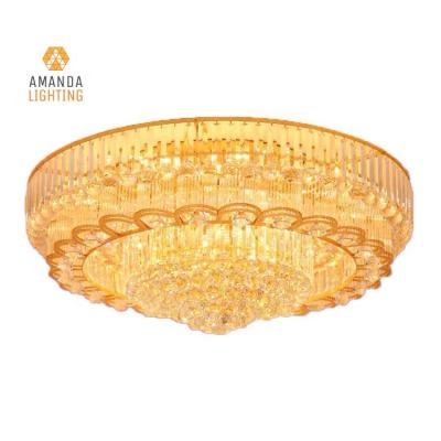 China HOTEL/HOME villas new gold modern indoor crystal ceiling mounted light fixtures for living room ceiling lights for sale