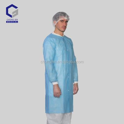 China Elastic Or Knitted Cuff Cheap Price Hospital PP SMS Disposable Lab Coat for sale