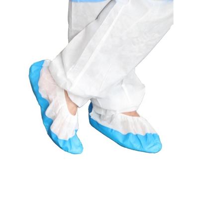 China Polyehylene waterproof non slip blue PPE shoe cover anti skid pp cpe shoe cover for sale