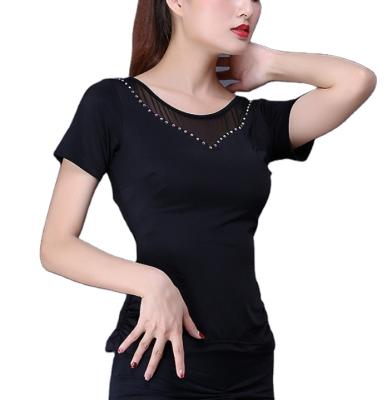 China Custom Anti-Pilling Women's Round Neck Short Sleeves Black T-Shirt for sale