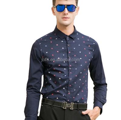 China Polka Dot Printing Anti-pilling Cotton Men's Slim Long Sleeve Shirt for sale