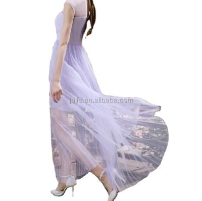 China Custom Made Summer Style Longer Chiffon Anti-Static Printing Sleeveless Casual Dress for sale