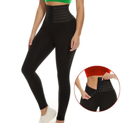 China Sports High Waisted Tummy Control Gaiters For Women Slimming Shapewear Yoga Pants With Waist Trainer Workout Weight Loss Body Shaper for sale