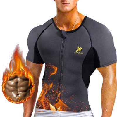 China Skin Friendly Men Waist Trainer Vest Weight Loss Neoprene Body Shaper Zipper Tank Top Workout Shirt for sale