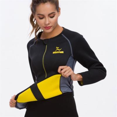 China Underwear Use Neoprene Nylon And Spandex Women Weight Loss Shirt Neoprene Body Shaper Sauna Jacket Suit Workout Hot Sweat Long Training Clothes Fat Burner Top for sale