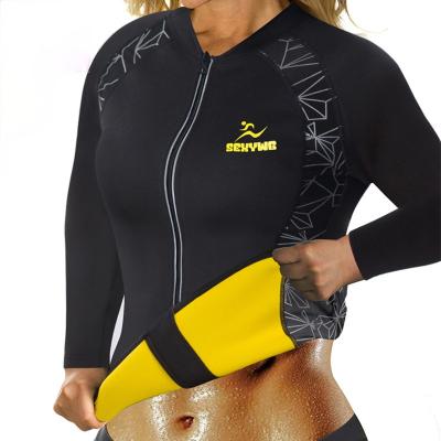 China Front Zipper Women Waist Trainer Sport Shirt Neoprene Sanna Body Shaper Top For Burning Blouse Women Weight Loss Shapewear Wholesale for sale