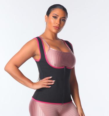 China Sports Women Sweat Sauna Shirt Shapewear Waist Trainer Slimming Corset Tummy Thermal Control Body Shapers Gym Vest Fits Zipper for sale