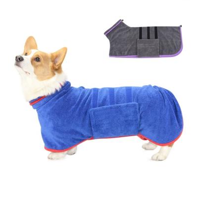 China Pet Stocked Clothes Multi Color Dog Drying Bath Coats Absorbent All Included Bathrobes Chien Sechage Dog Bath Towel Coat for sale