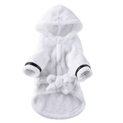 China Pet Stocked Soft Quick Dry Pajamas With Hood Thickened Luxury Soft Cotton Hooded Bathrobe Dog Bath Towel Super Absorbent Pet Nightgowns for sale