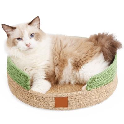 China Cotton Cat Scratching Rope Bed Nest Basket Cat Bed Big Round Woven Durable Yarn Woven Durable Warm Pet Basket Sleep Room For Dog for sale