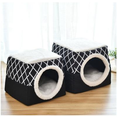 China Indoor Pet Viable Soft Bed Kennel Nest Cave Sleeping Bed Bedroom Sleeping Bag Warm Cozy Mat Pad Tent Pets Winter Cave Nest for sale