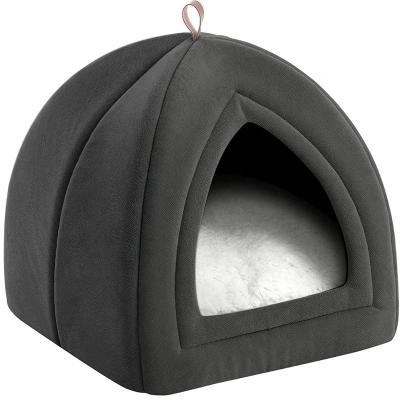 China Cat Houses Small Dog Bed Viable 2 in 1 Pet Tent Kitten Bed Cat Cave Outdoor Dog Tent with Removable Washable Cushioned Pillow Litter for sale