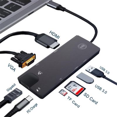 China MULTIMEDIA All In One Hdmi Dvi Lan Adapter VGA USB To Usb Hub Multifunctional Type-c Type-c 8 In 1 Usb Hub for sale