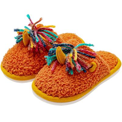 China Flat Plush Christmas Winter Baby Kids Fancy Design Unique Warm Indoor Slippers for sale