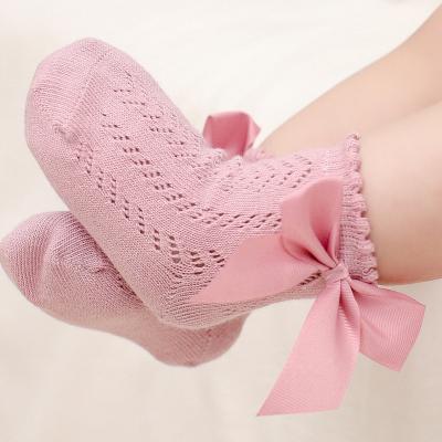 China Sustainable Hot Selling Babies Boutique Big Bow Spring Summer Cotton Socks Kids 0-5T Socks for sale