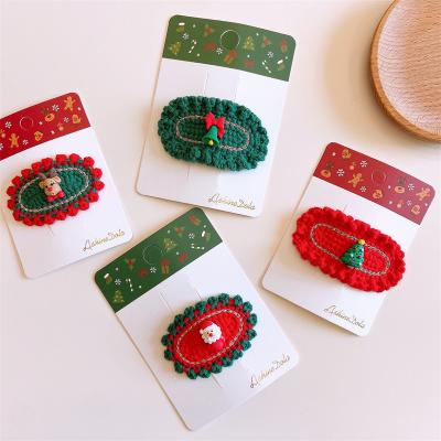 China Japan and Korean Newest Style Girls Christmas Knitted Hair Clips Love Babies Hair Clips for sale