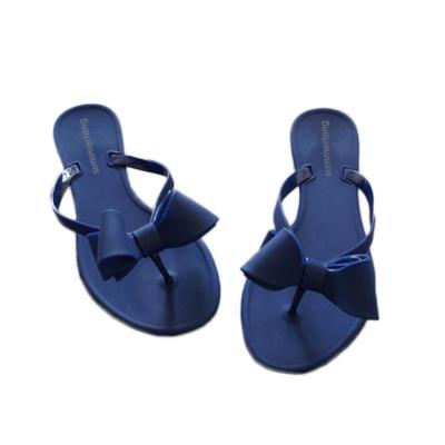 China Quick-drying Summer Beach Flat Slippers For Women Solid Bow Ladies Casual Flip Flops Slippers for sale