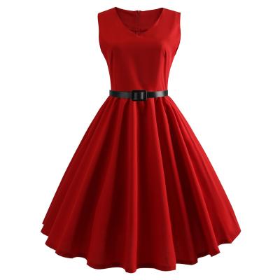 China Breathable Hot Red Women's Summer Sale Swing Dress 3 Swing Sleeveless Casual Dress Big Size for sale