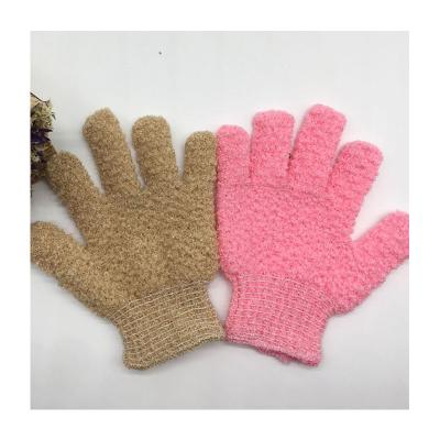 China Custom Color Eco-friendly Support Five-finger Nylon Gloves Home Exfoliating Gloves for sale