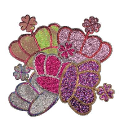 China Viable 3mm Custom Sequin Shimmer Glitter Stickers For Clothes Jeans Badge Sewing Patches for sale