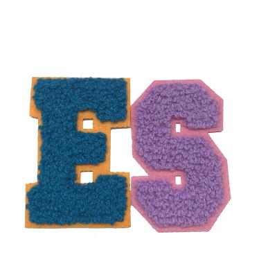 China Sustainable Chenille Custom Letters Iron On Apparel Patches for sale