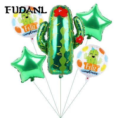 China Foil Flamingo Plant Stand Balloon Cactus Mexico Large Green Foil Ball Spanish Birthday Party Decor for sale