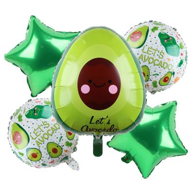 China 5pcs Helium Avocado Theme Party Balloon Cartoon Foil Air Balloons Baby Shower for sale