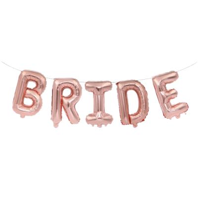 China Festival Decoration 5pcs 32 inch Rose Gold BRIDE Letter Foil Balloons Wedding Team Alphabet Bride Wedding Air Ballon For Decorations for sale